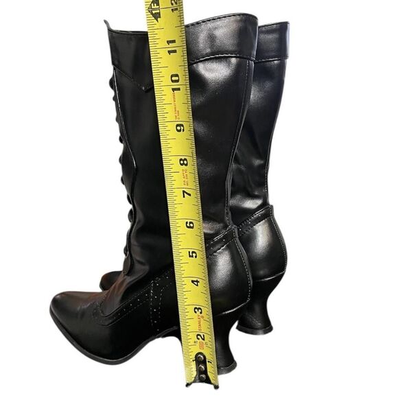 Ellie Victorian Lace Up Boots Womens Size 8 Black Side Zip Spool Heel Steampunk - Picture 6 of 14